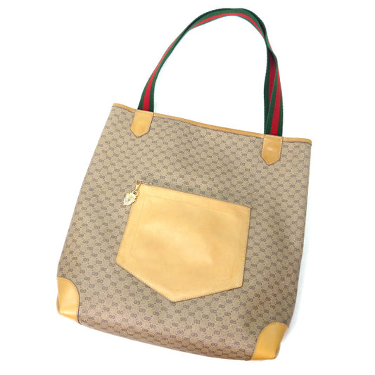 OLD Gucci マイクロGG革ポケット トートバッグ（ベージュ系）