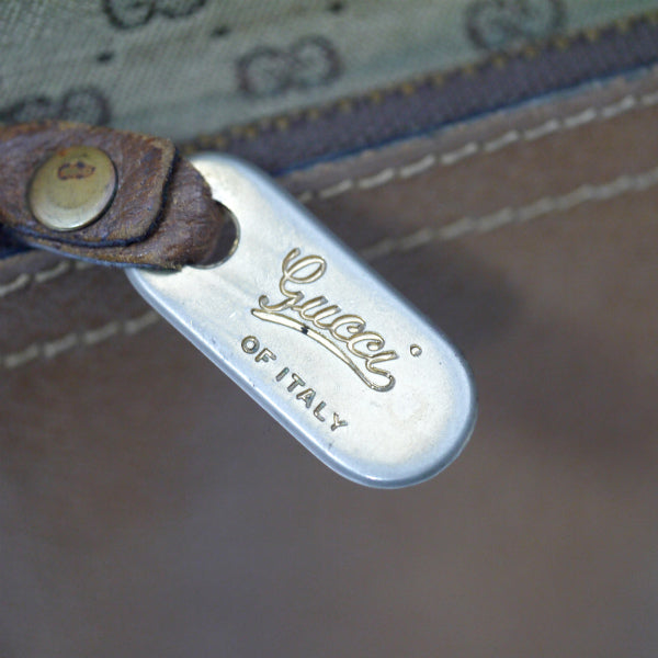 OLD Gucci マイクロGG革ポケット トートバッグ（ベージュ/ジャガード）