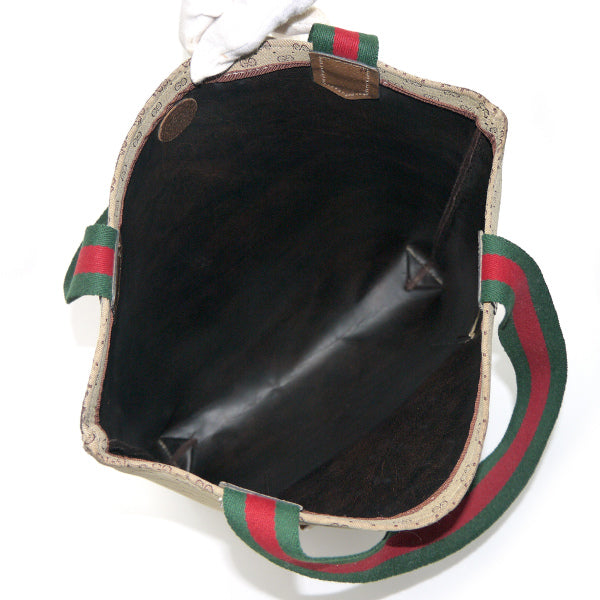 OLD Gucci マイクロGG革ポケット トートバッグ（ベージュ/ジャガード）