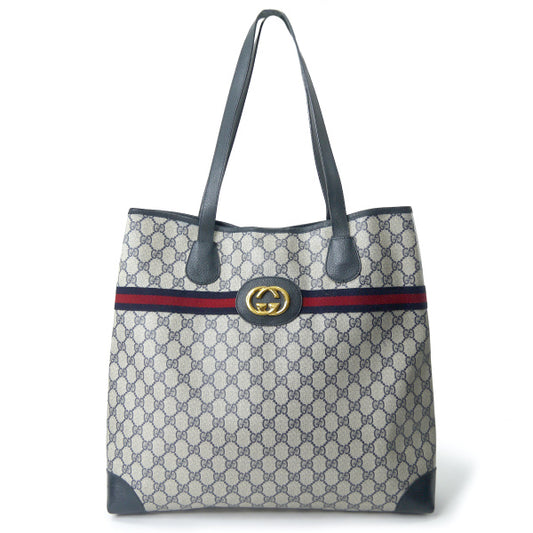 OLD Gucci 　GG金具×シェリー スクエアトートバッグ（青）