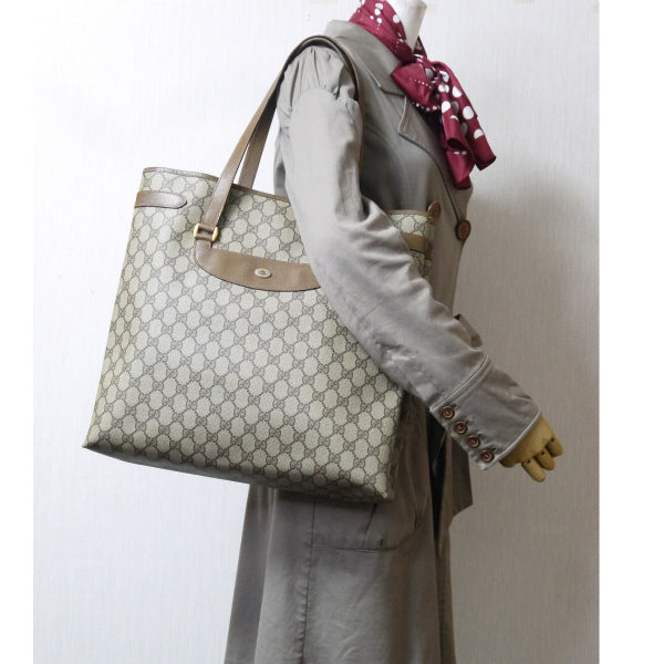 OLD Gucci GG柄スクエア型トートバッグ（茶）
