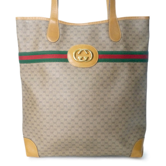 OLD Gucci エンブレム マイクロGGトートバッグ（キャメル）