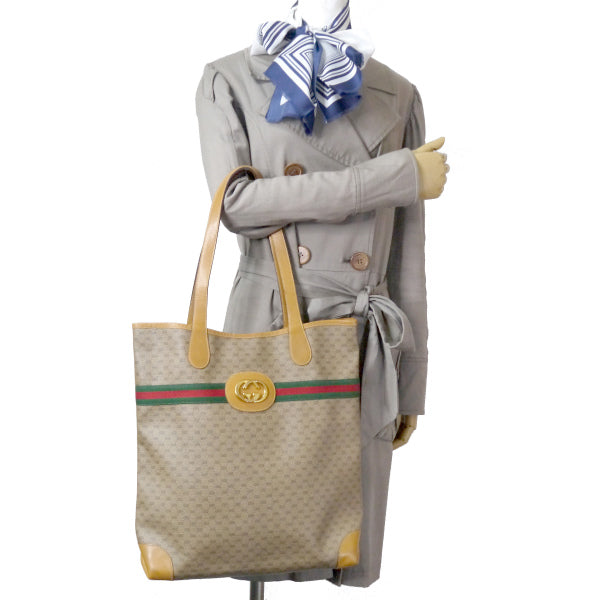 OLD Gucci エンブレム マイクロGGトートバッグ（キャメル）
