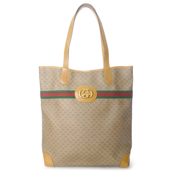 OLD Gucci エンブレム マイクロGGトートバッグ（キャメル）