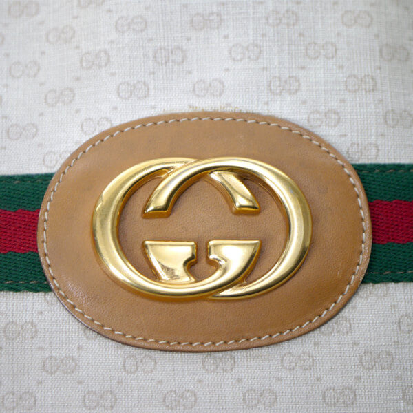 OLD Gucci エンブレム マイクロGGトートバッグ（白）
