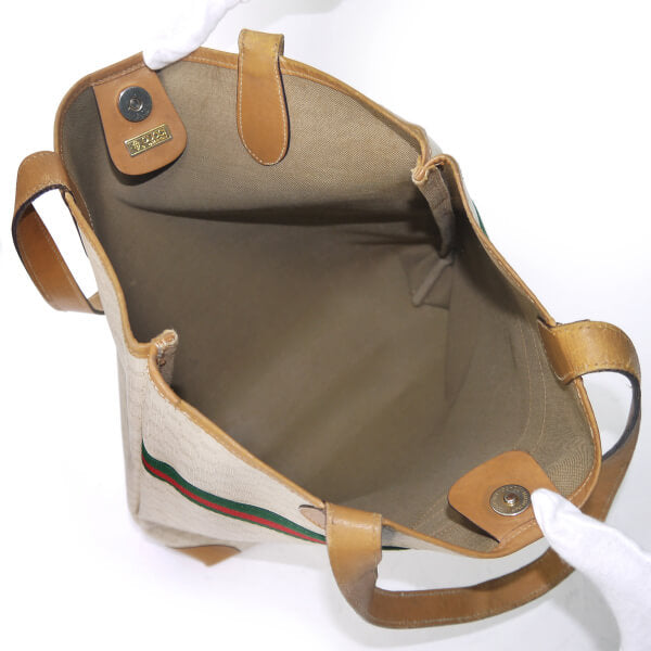 OLD Gucci エンブレム マイクロGGトートバッグ（白）