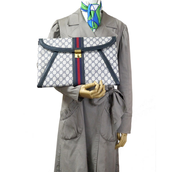 OLD Gucci　A4対応シェリーブリーフケース（青）
