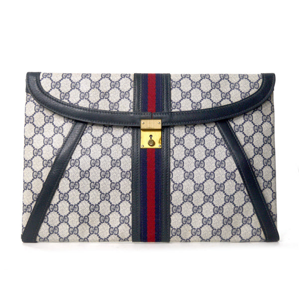 OLD Gucci　A4対応シェリーブリーフケース（青）