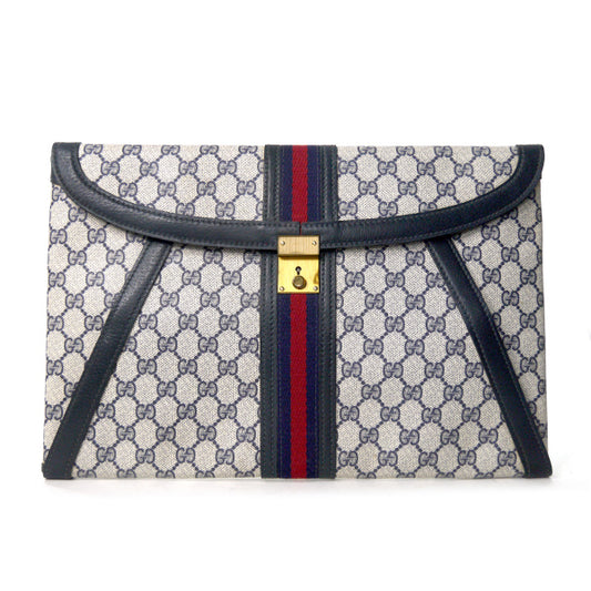 OLD Gucci　A4対応シェリーブリーフケース（青）