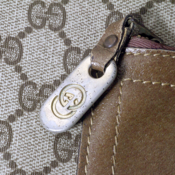 OLD Gucci　革ポケット トートバッグ（茶）