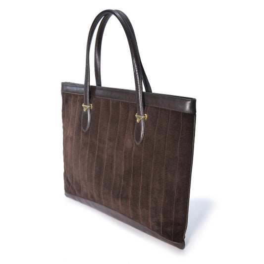 OLD Gucci スエード縦ステッチトートバッグ（茶）