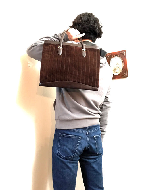 OLD Gucci スエード縦ステッチトートバッグ（茶）