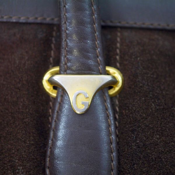 OLD Gucci スエード縦ステッチトートバッグ（茶）