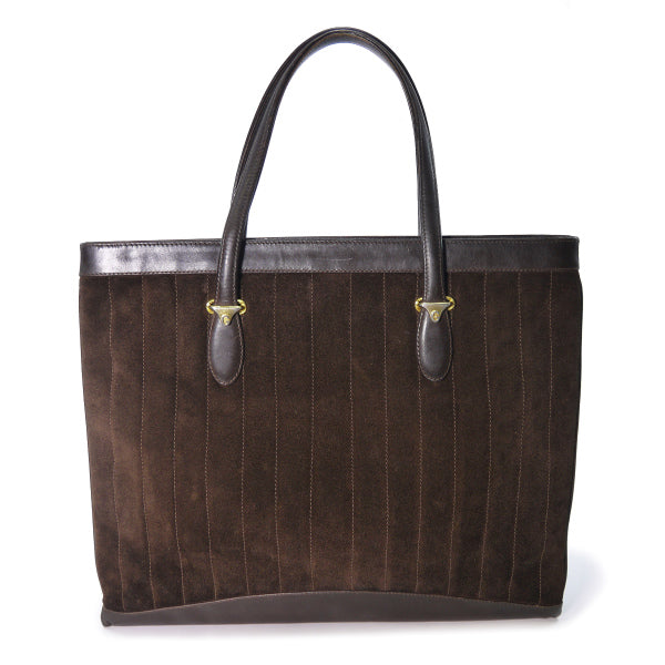 OLD Gucci スエード縦ステッチトートバッグ（茶）