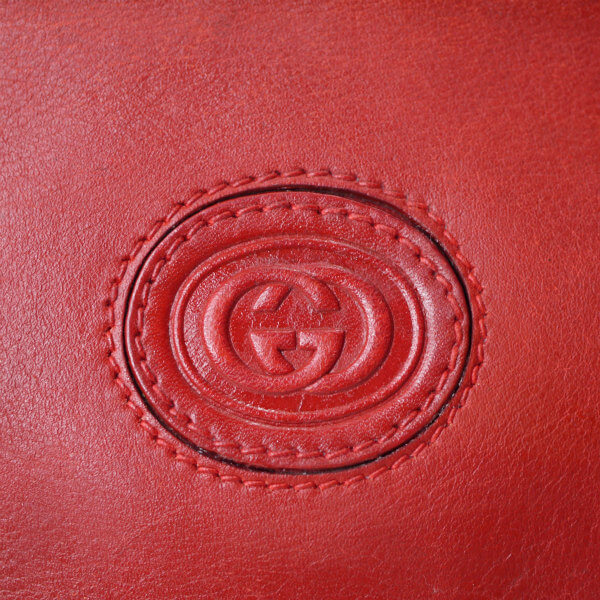 OLD GUCCI 80sGGエンボスロゴ総革ショルダー（赤）