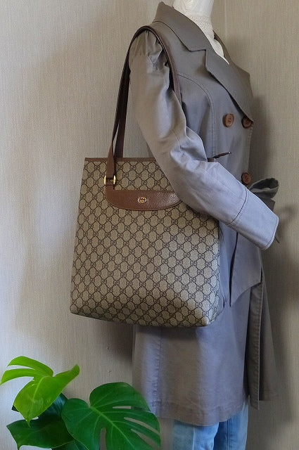 OLD Gucci シンプルGGトートバッグ（茶）