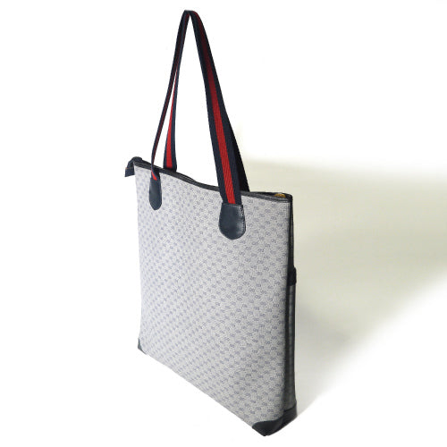 OLD Gucci 　大型ファスナートート（マイクロGG　ネイビー）