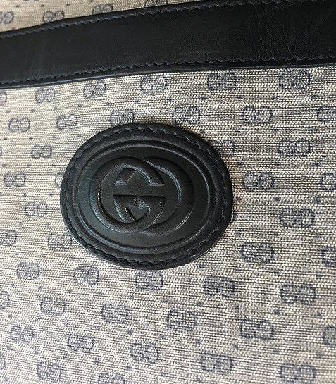 OLD Gucci 　大型ファスナートート（マイクロGG　ネイビー）