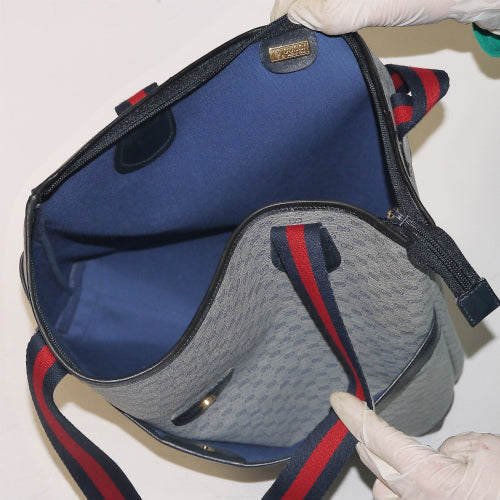 OLD Gucci 　大型ファスナートート（マイクロGG　ネイビー）