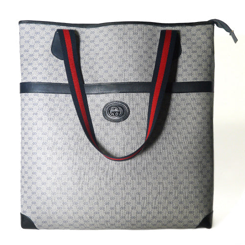 OLD Gucci 　大型ファスナートート（マイクロGG　ネイビー）