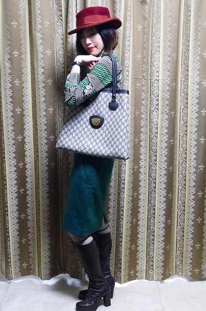 OLD Gucci 　シンプル台形トート（ネイビー）