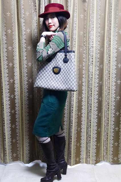 OLD Gucci 　シンプル台形トート（ネイビー）