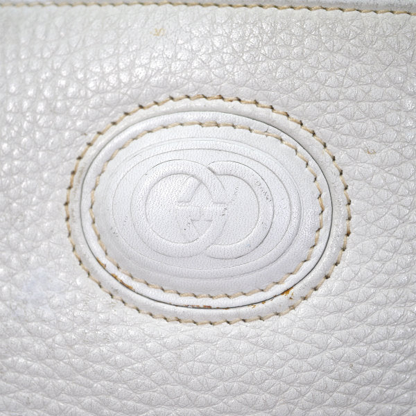 OLD Gucci 型押しレザーA4トートバッグ（白）