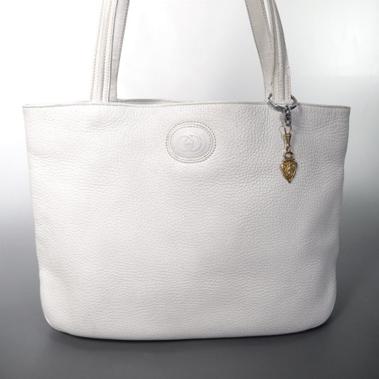 OLD Gucci 型押しレザーA4トートバッグ（白）
