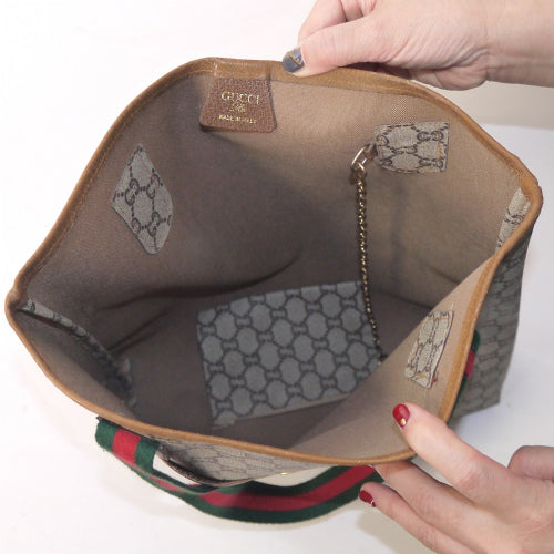 OLD Gucci Plus　定番トートバッグ(茶)ミニポーチ付き