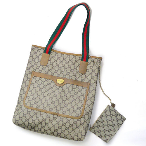 OLD Gucci Plus　定番トートバッグ(茶)ミニポーチ付き