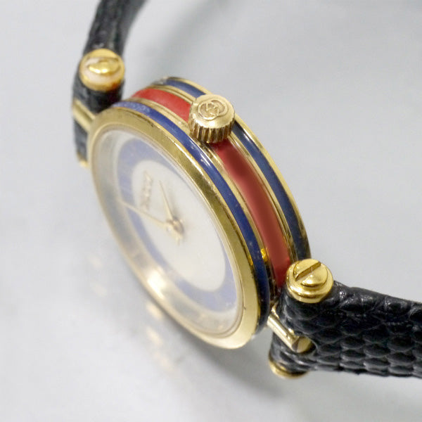 OLD Gucci サイドシェリーミニ腕時計（リザード/黒）