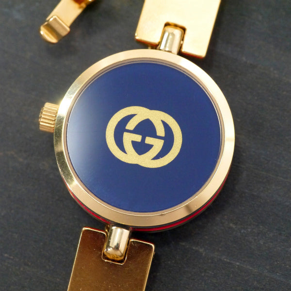OLD Gucci サイドシェリー バングルウオッチ（青）