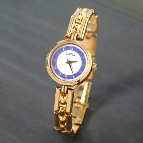 OLD Gucci サイドシェリー バングルウオッチ（青）