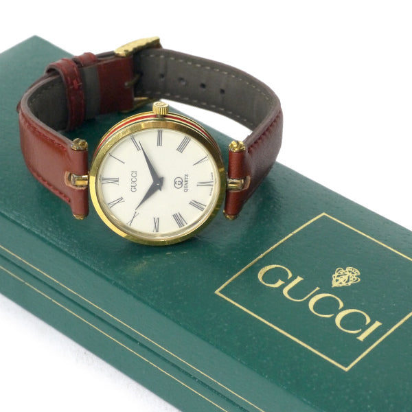 OLD Gucci　サイドシェリー腕時計（赤茶バンド）