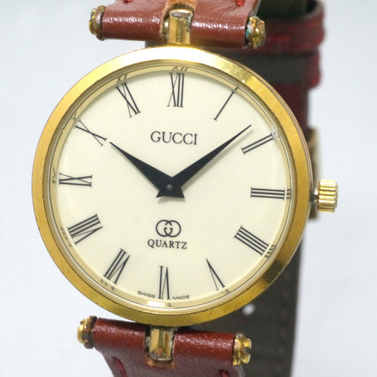 OLD Gucci　サイドシェリー腕時計（赤茶バンド）