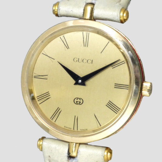 OLD Gucci　サイドシェリー腕時計（オフホワイトバンド）