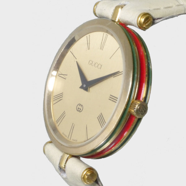 OLD Gucci　サイドシェリー腕時計（オフホワイトバンド）