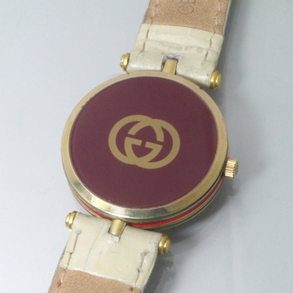OLD Gucci　サイドシェリー腕時計（オフホワイトバンド）