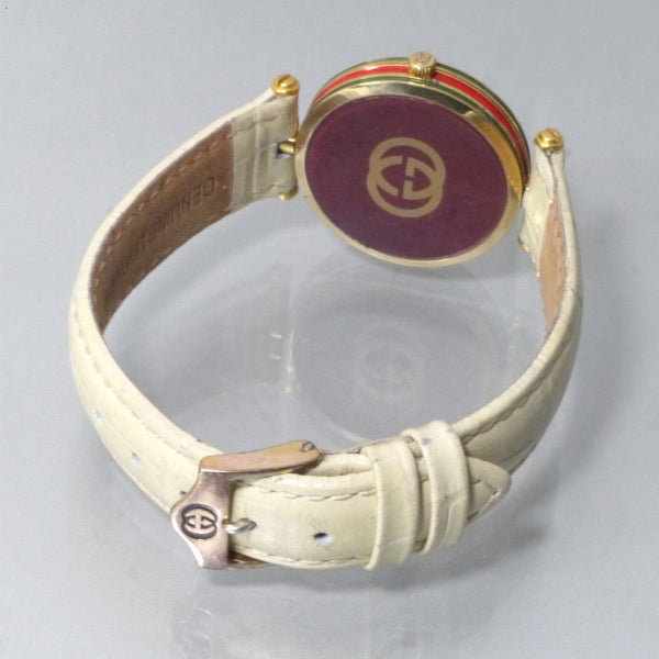 OLD Gucci　サイドシェリー腕時計（オフホワイトバンド）