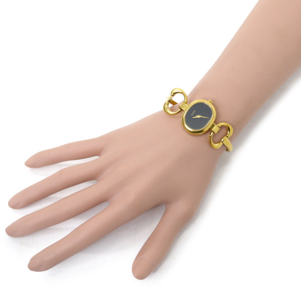 OLD Gucci　ブラックフェイス ブレスレット腕時計（ゴールド）