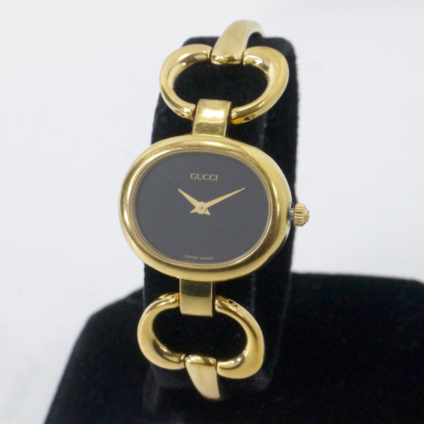 OLD Gucci　ブラックフェイス ブレスレット腕時計（ゴールド）