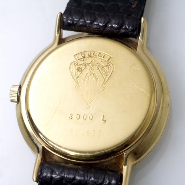 OLD Gucci ギリシャ数字 シェリー腕時計（リザード・濃茶）