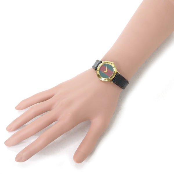 OLD Gucci ギリシャ数字 シェリー腕時計（リザード・濃茶）