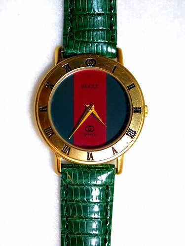 OLD Gucci シェリー腕時計リザード（緑）