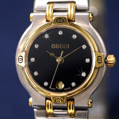 OLD Gucci ダイヤ付ジャバラ腕時計（箱付き）