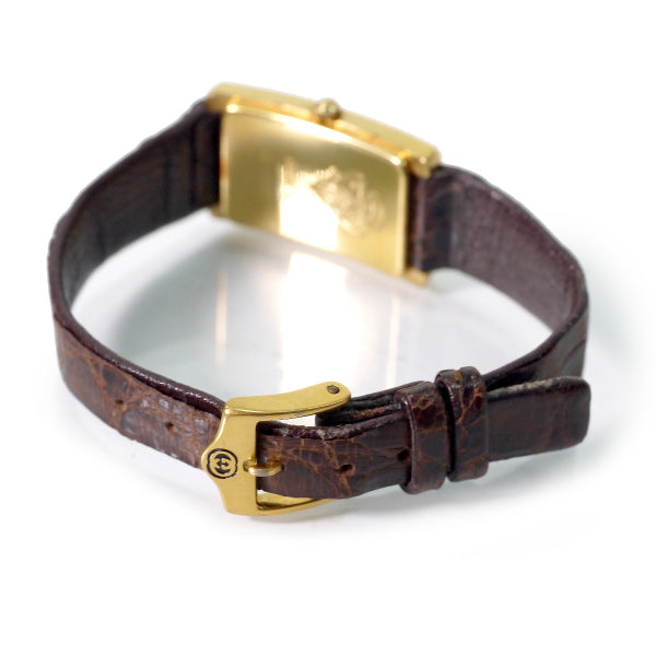 OLD Gucci クロコ型押しバンド腕時計（長方形・ボルドー)