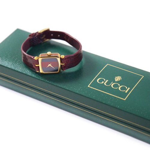 OLD Gucci　＜訳アリ＞リザード腕時計（四角）