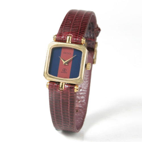 OLD Gucci　＜訳アリ＞リザード腕時計（四角）