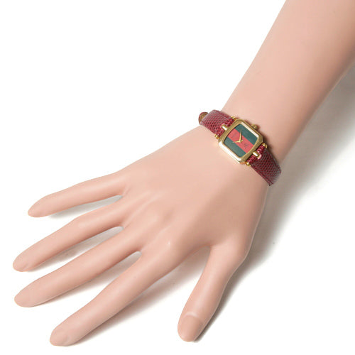 OLD Gucci　＜訳アリ＞リザード腕時計（四角）