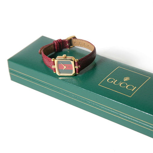 OLD Gucci　＜訳アリ＞リザード腕時計（四角）